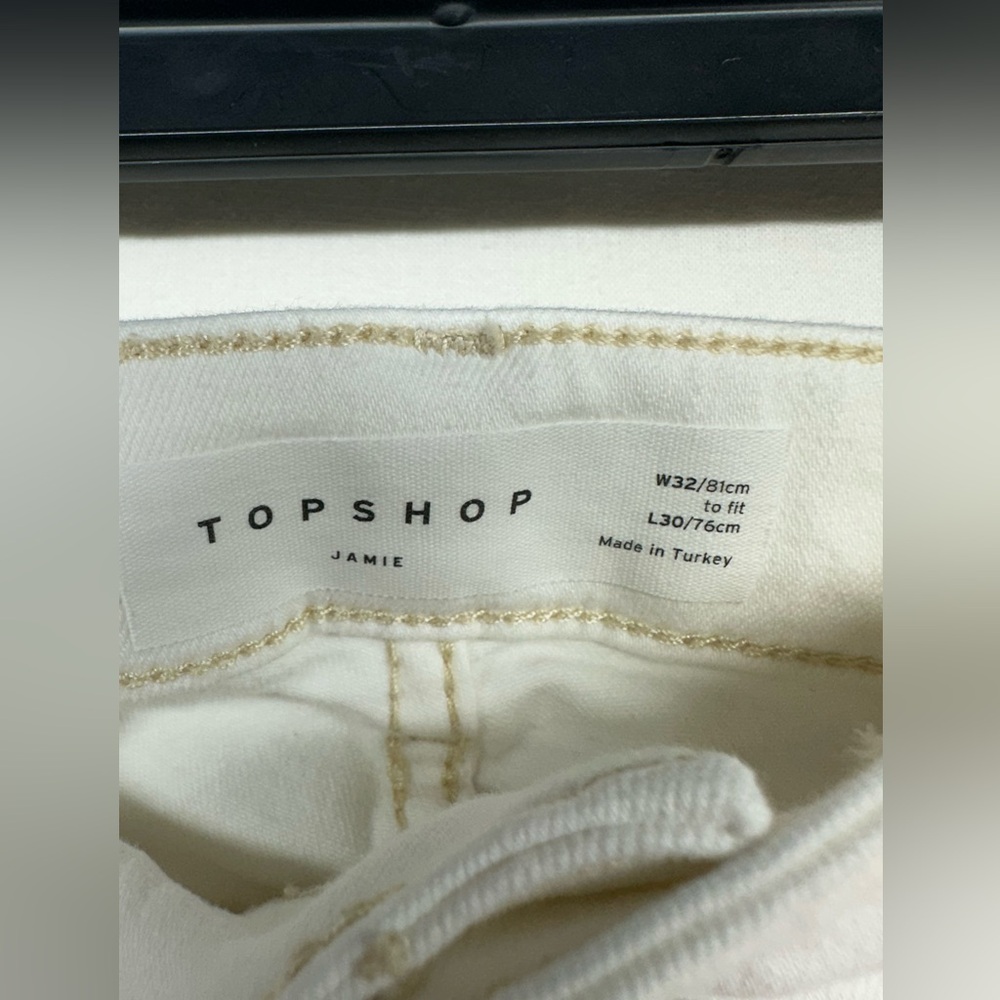 Topshop Cream White Jamie Skinny Leg Stretch Denim Jeans W32 L30 10.5” Rise - Picture 3 of 9